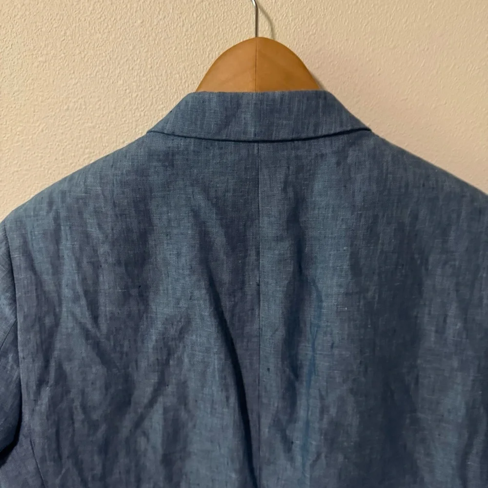 Tommy Hilfiger Linen Sport Coat Blazer Chambray Two Button Partial Lined-38R